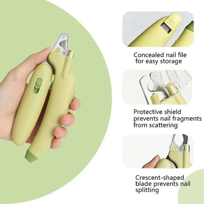 Dog Cat Nail Trimmer with LED Light & UV Lamp, Quick Safe Grooming, Sharp Blades, Built-In Nail File, Nail Collector, Non-Slip Ergonomic Handle for All Pet Sizes